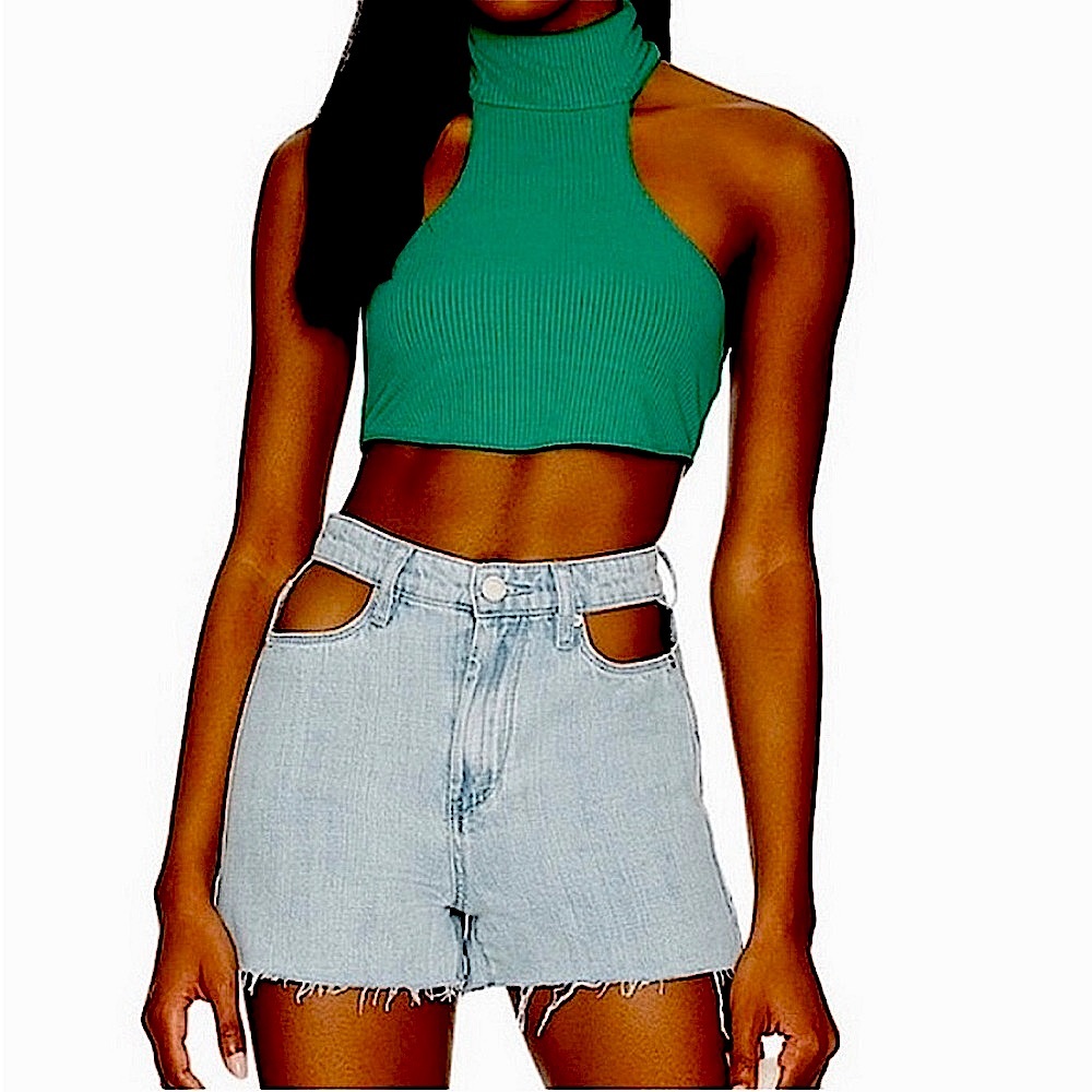Blank NYC Revolve The Reeve Hip Cut Out Denim Short In Stay Put Size 29